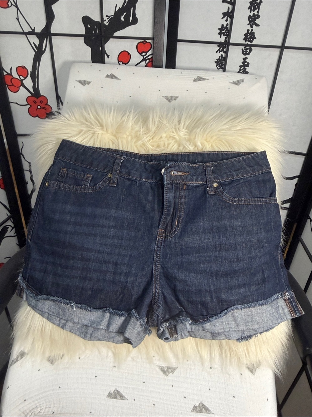 Calvin Klein Jeans Dark Blue Denim Cutoff Shorts
